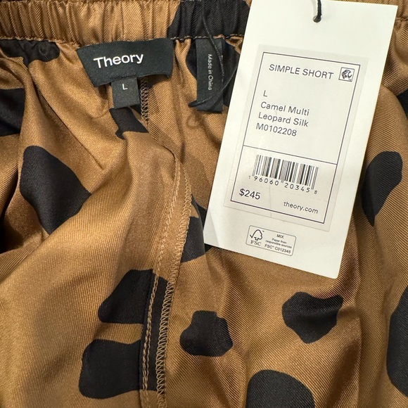 NWT! THEORY Leopard Silk Shorts size Large L